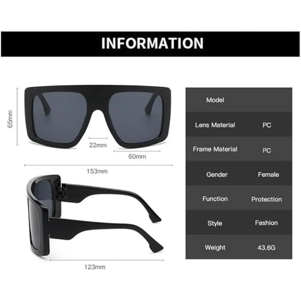 Oversized Square Sunglasses Men Fashion Trendy Bold Frame Beach Street Wear 2026